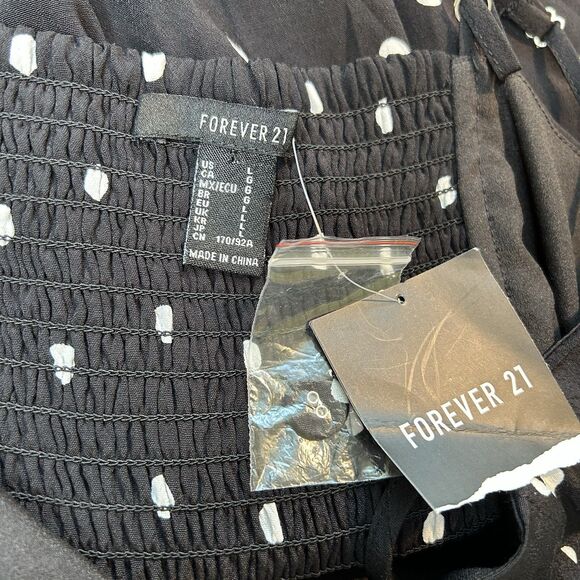 NEW Forever 21 Mini Dress Size Large Black and White Polka Dots Spaghetti Straps - Picture 8 of 9